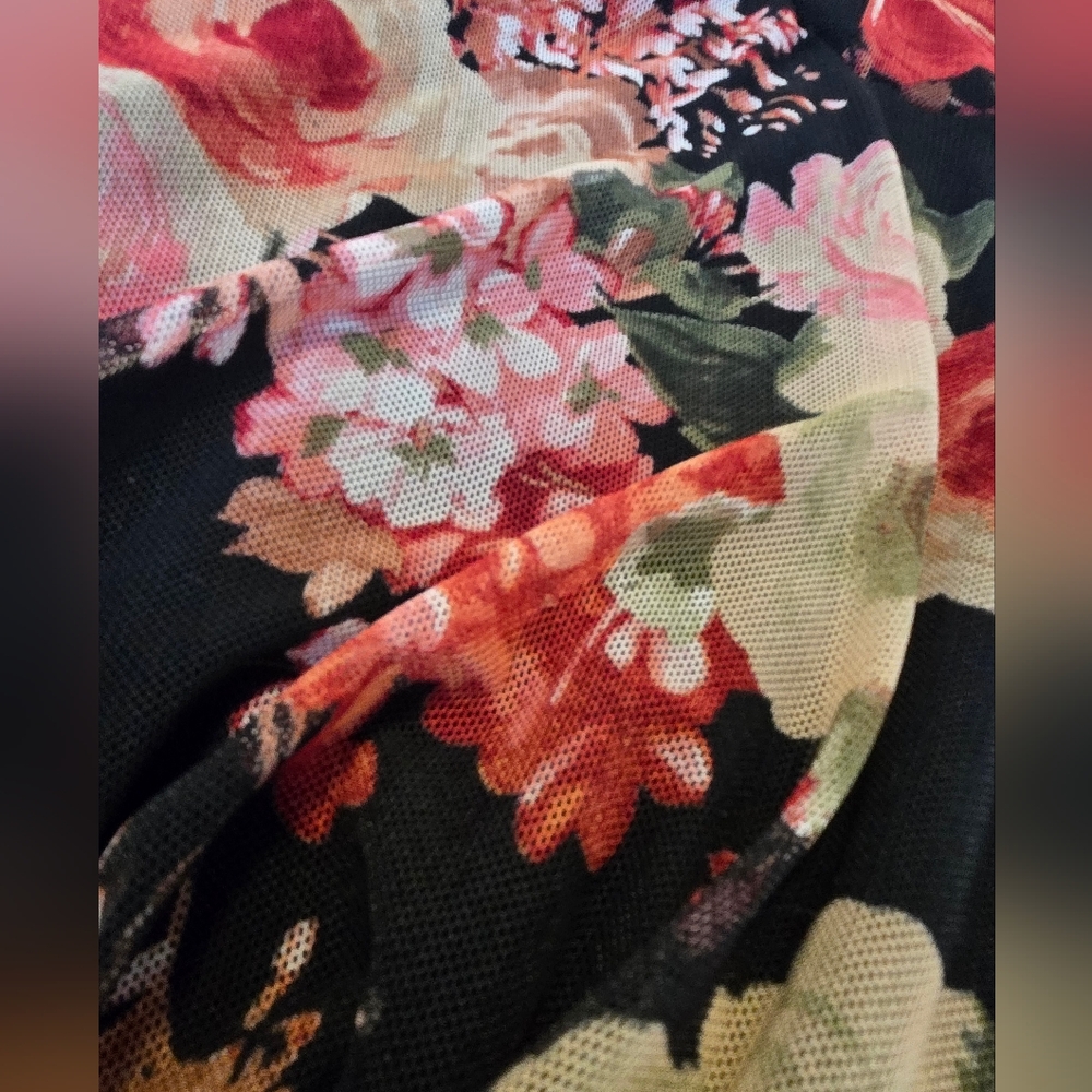 UO Urban Outfitters Black Floral Mini Knit Mesh Romper. Size XS. - Picture 8 of 13